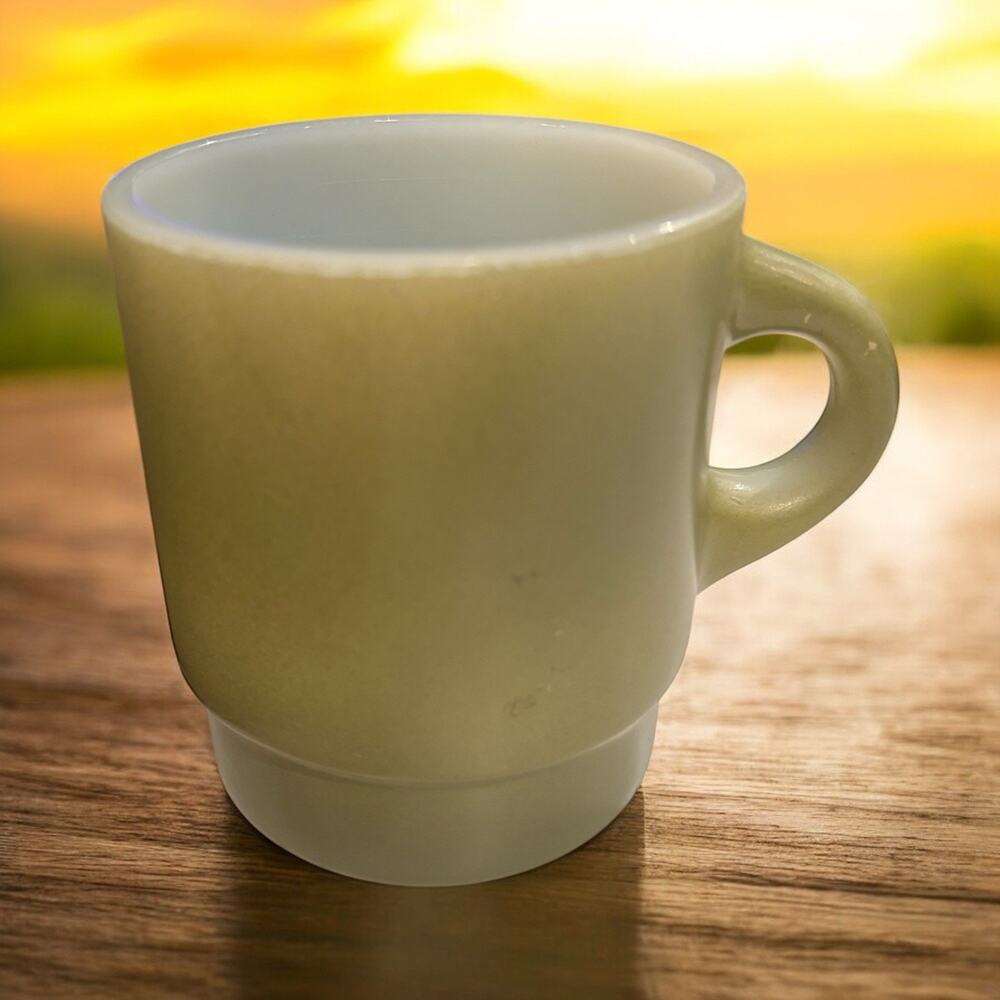 Vintage Anchor Hocking Fire King Avocado Green Stacking Coffee Mug USA